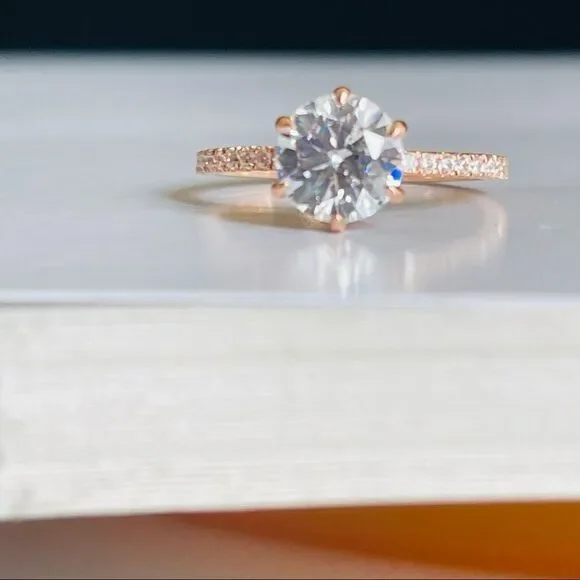 1.5CT Pave Ring Cubic Zirconia Rose Gold Plated size 7 - Picture 1 of 6